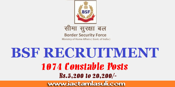 You are currently viewing BSF Recruitment 2017 Apply for 1074 Constable Posts